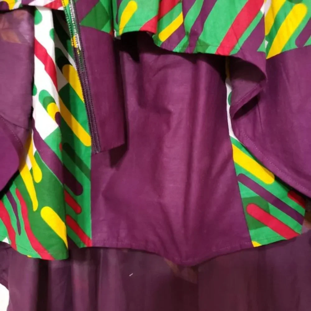 Rainbow multi-colored tiered high-low skirt - Picture 2 of 12